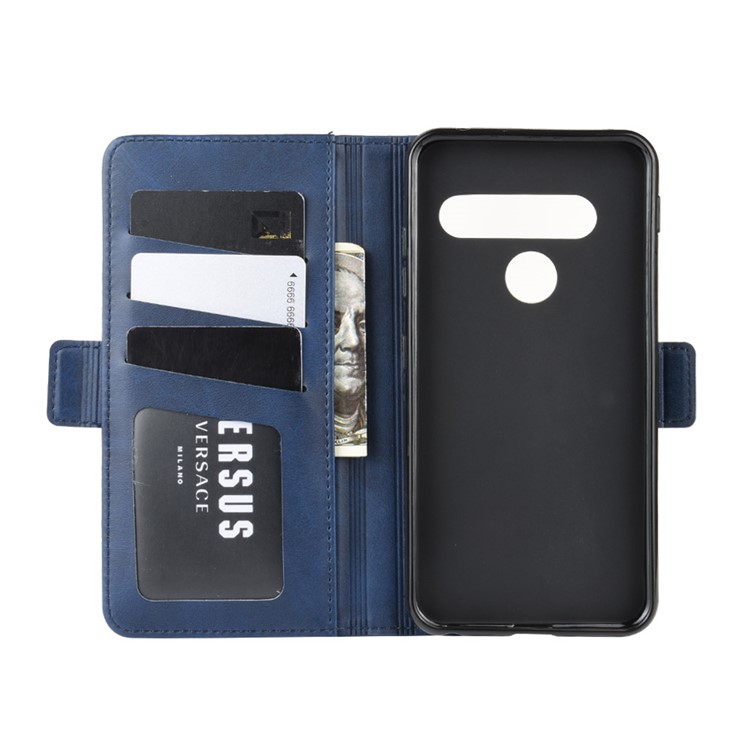 Magnet Adsorption Flip Leather Wallet Shell Case for LG G8s ThinQ - Blue-4