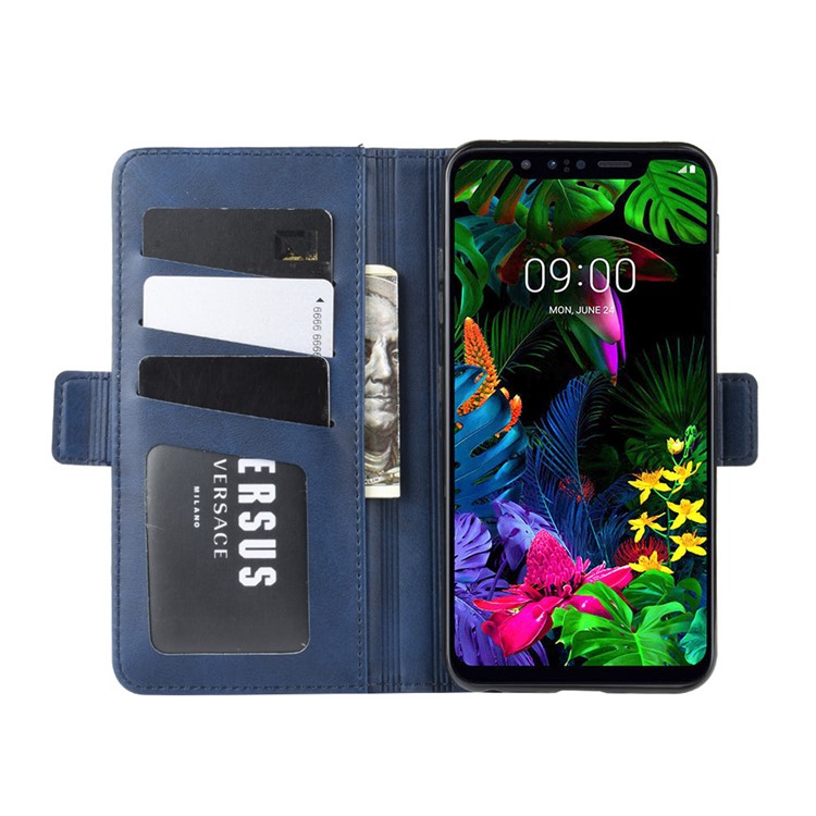 Magnet Adsorption Flip Leather Wallet Shell Case for LG G8s ThinQ - Blue-5