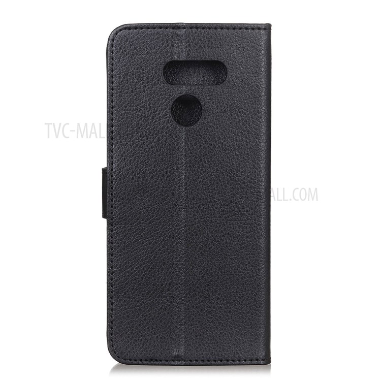 Classic Litchi Texture Skin Leather Wallet Stand Case for LG K50S - Black-10