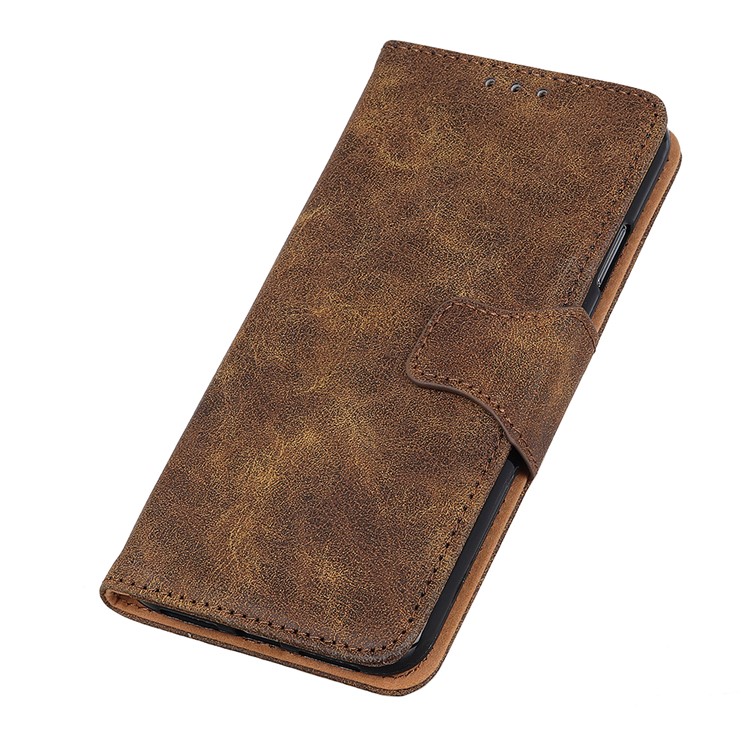 Retro PU Leather Wallet Shell Cover for LG K40S - Coffee-6