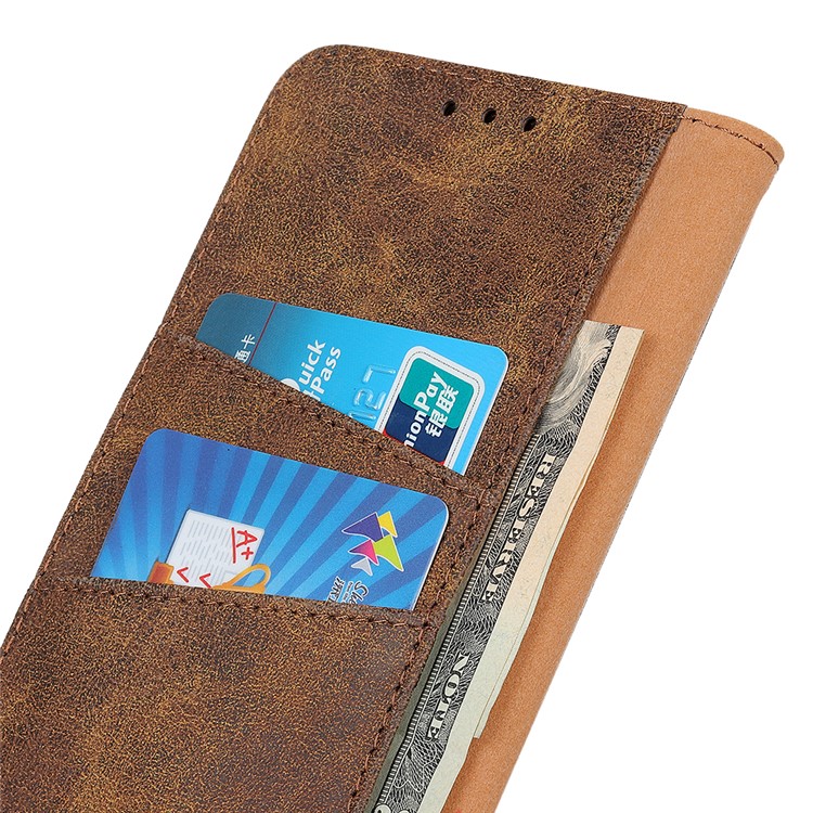 Retro PU Leather Wallet Shell Cover for LG K40S - Coffee-8