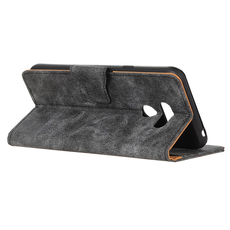 Retro PU Leather Wallet Shell Cover for LG K40S - Grey-11