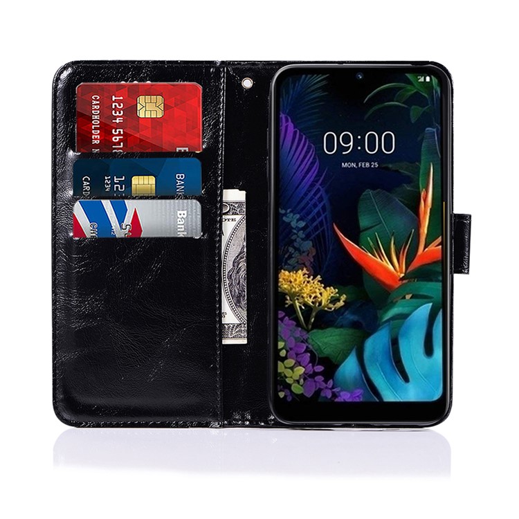 Premium Vintage Leather Wallet Cell Phone Case with Lanyard for LG K40/K12+/K12 Plus - Black-7