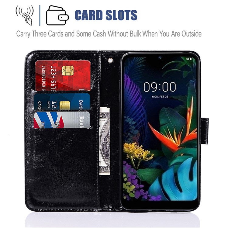 Premium Vintage Leather Wallet Cell Phone Case with Lanyard for LG K40/K12+/K12 Plus - Black-8