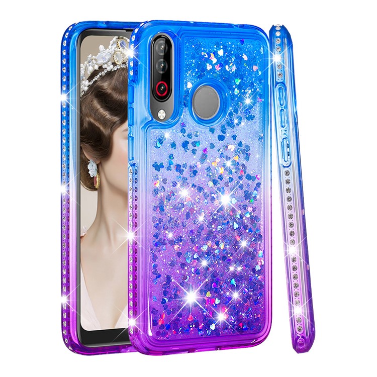 Gradient Glitter Powder Quicksand Rhinestone Decor TPU Phone Case for LG W30 - Blue / Purple-1