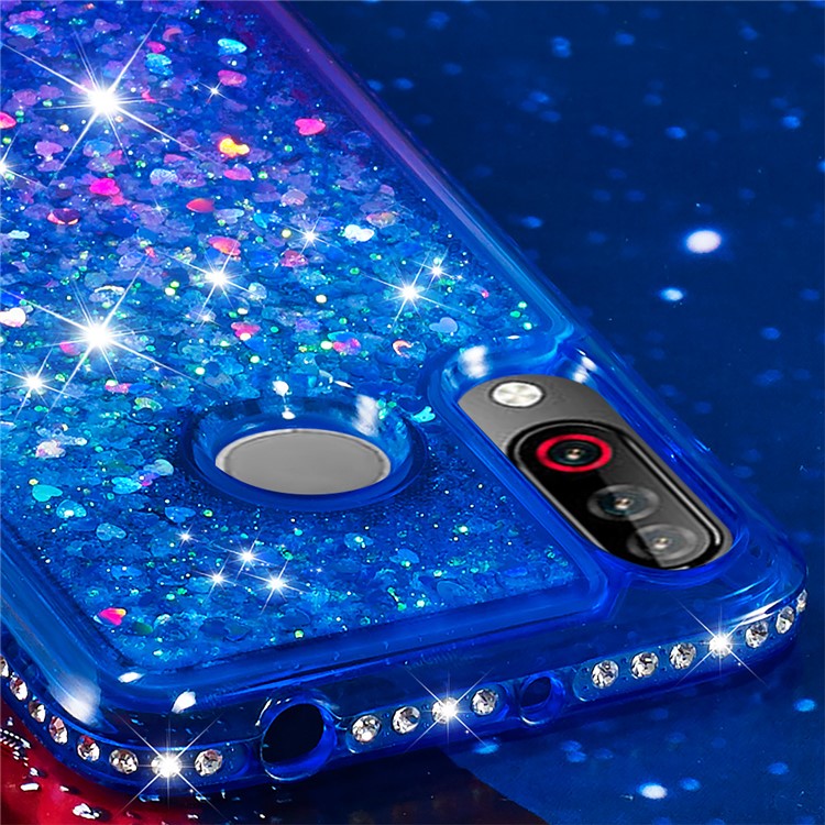 Gradient Glitter Powder Quicksand Rhinestone Decor TPU Phone Case for LG W30 - Blue / Purple-3