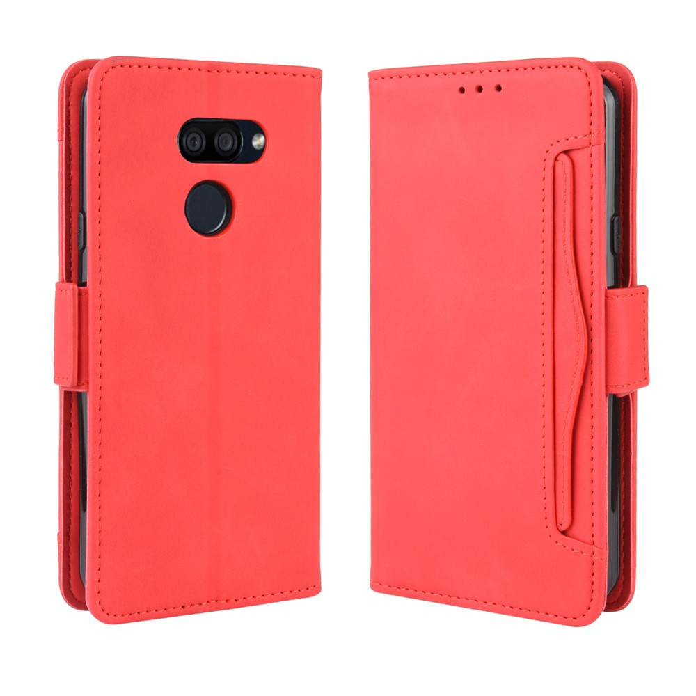 Wallet Stand Leather Protective Phone Case with Multiple Card Slots for LG K40S - Red-2