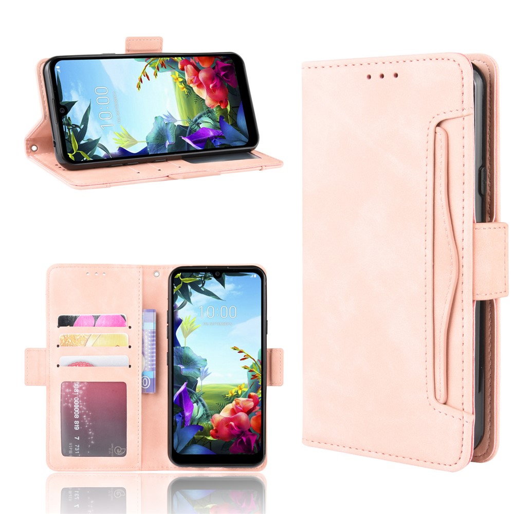 Wallet Stand Leather Protective Phone Case with Multiple Card Slots for LG K40S - Rose Gold-1
