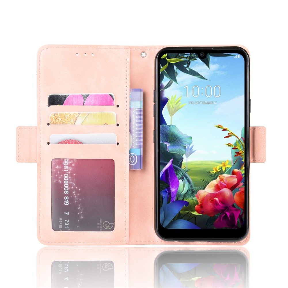 Wallet Stand Leather Protective Phone Case with Multiple Card Slots for LG K40S - Rose Gold-5
