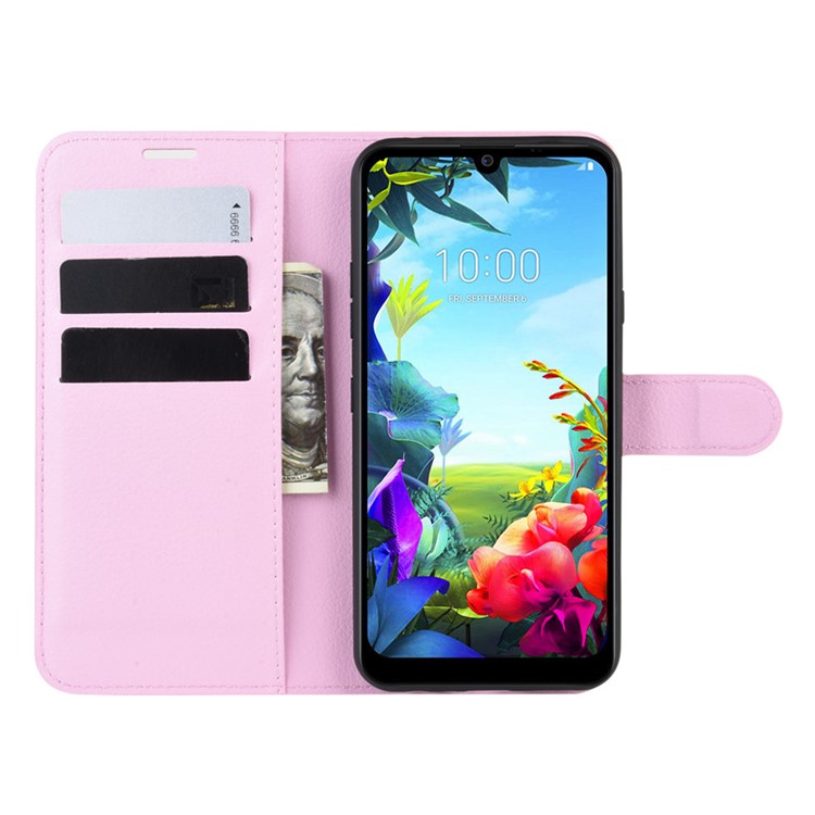 Litchi Grain Wallet Leather Phone Cover for LG K40S - Pink-4