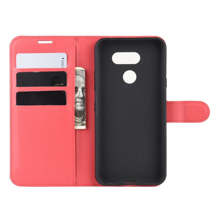 Litchi Grain Wallet Leather Phone Cover for LG K40S - Red-4