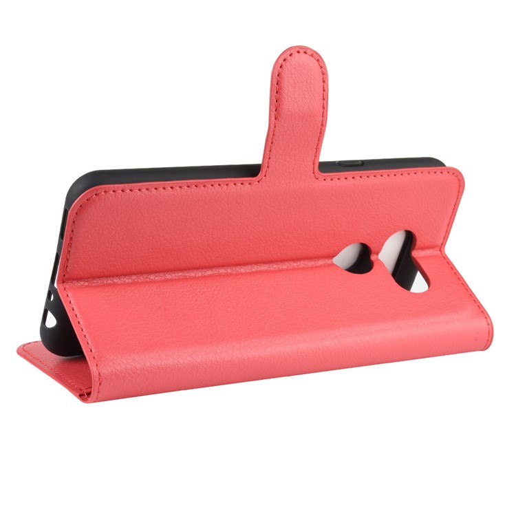 Litchi Grain Wallet Leather Phone Cover for LG K40S - Red-6