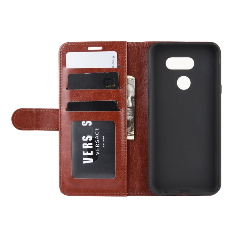 Crazy Horse Skin Leather Wallet Casing Shell for LG K40S - Brown-4