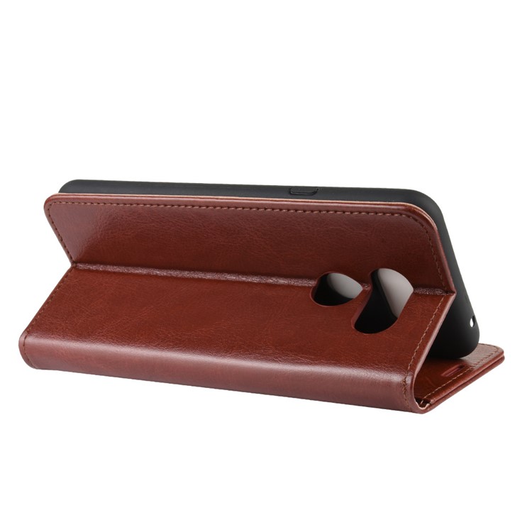 Crazy Horse Skin Leather Wallet Casing Shell for LG K40S - Brown-6