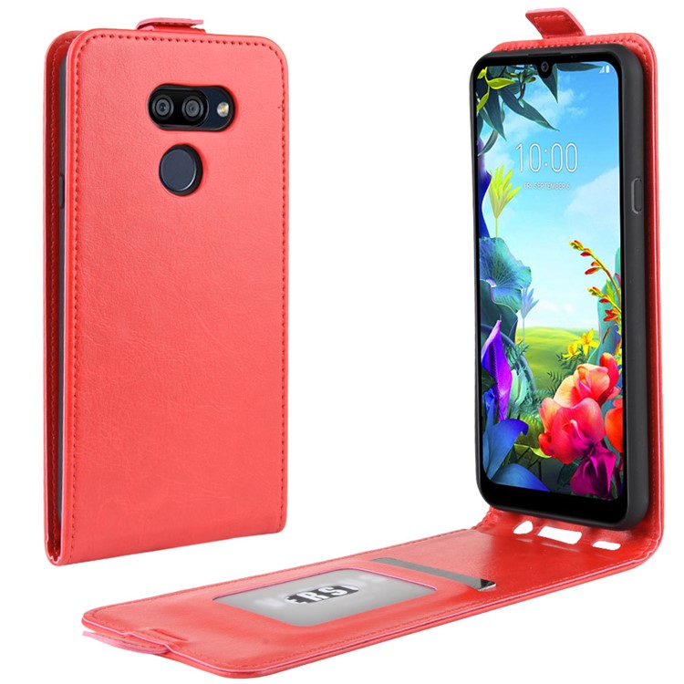 Crazy Horse Vertical Leather Phone Case with Card Slot for LG K40S - Red-1