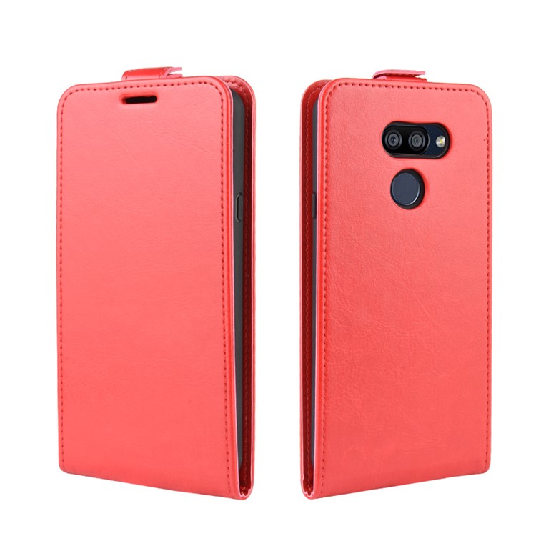 Crazy Horse Vertical Leather Phone Case with Card Slot for LG K40S - Red-4