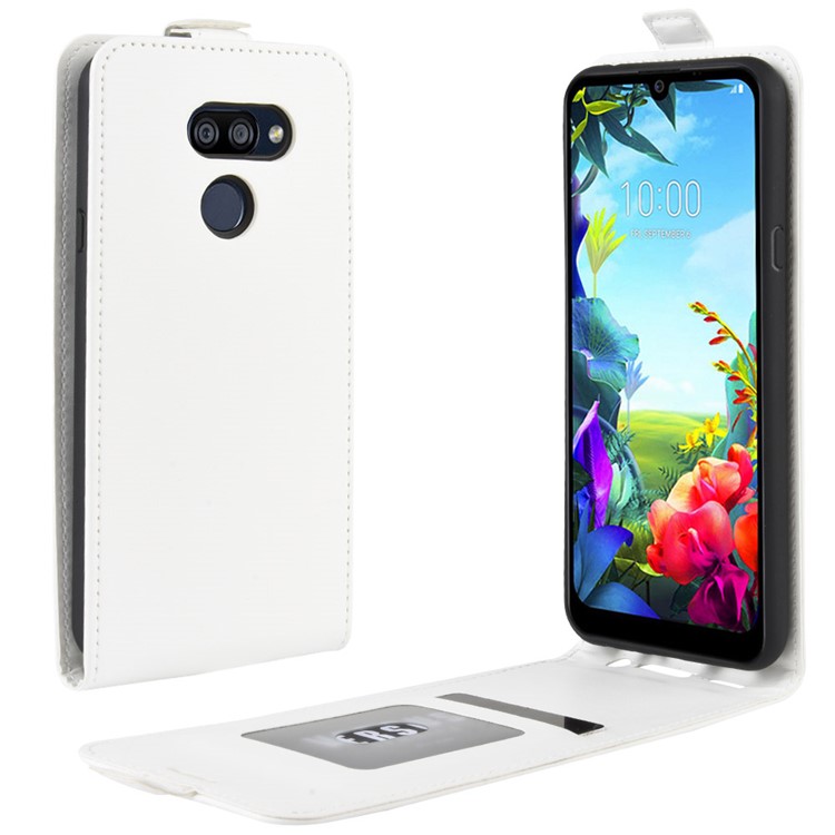 Caso Vertical, Cavalo Louco Telefone De Couro Com Slot Para Cartão De LG K40S - Branco-1