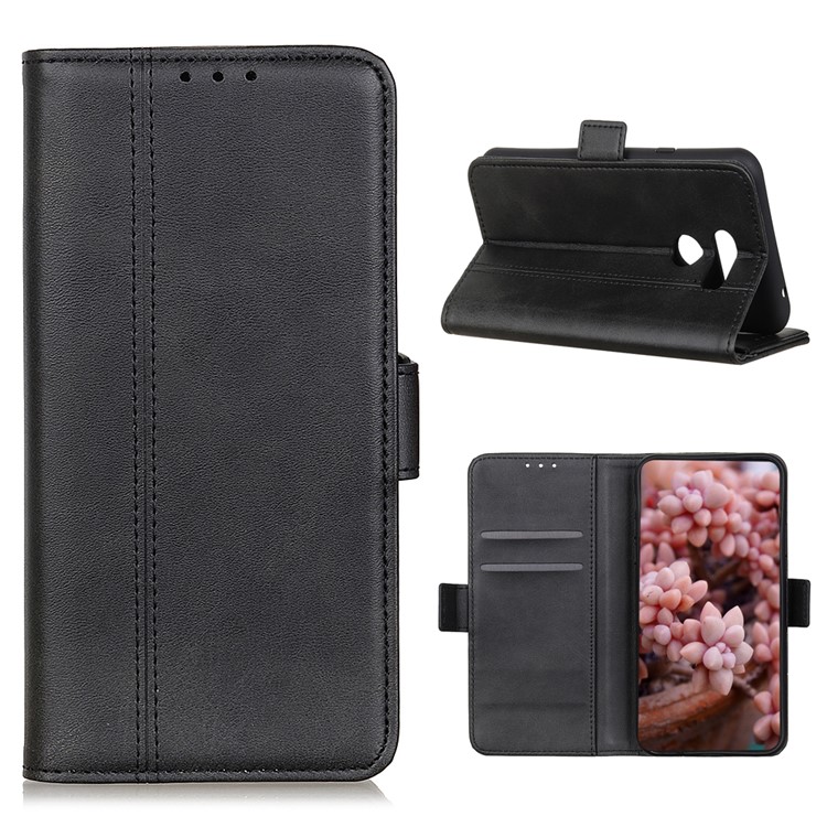 Magnet Adsorption Unique Leather Phone Cover for LG K50S - Black-1