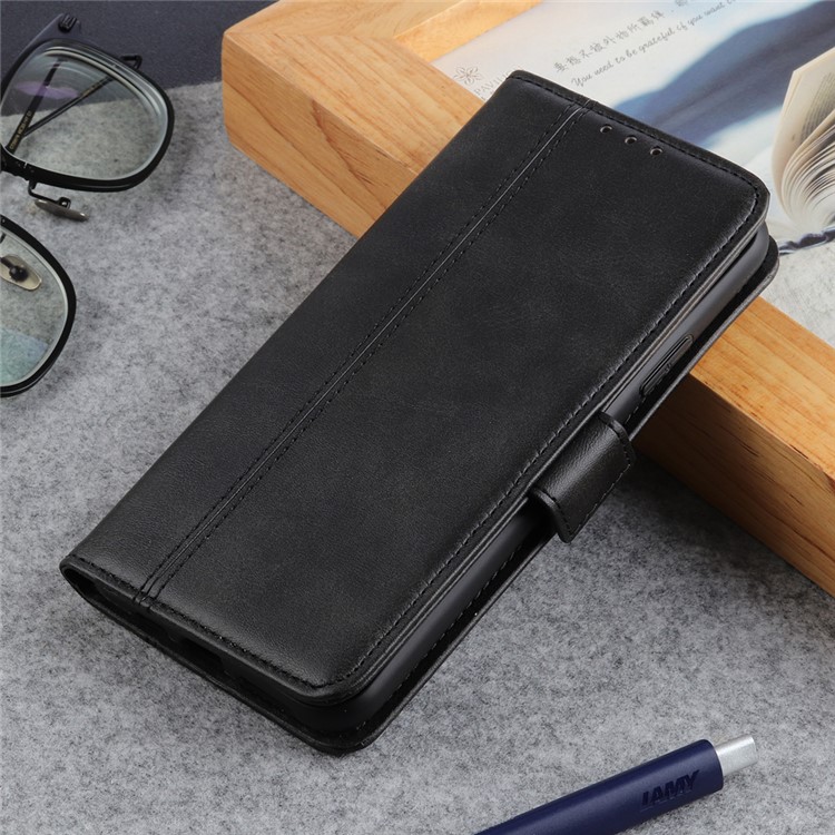 Magnet Adsorption Unique Leather Phone Cover for LG K50S - Black-8