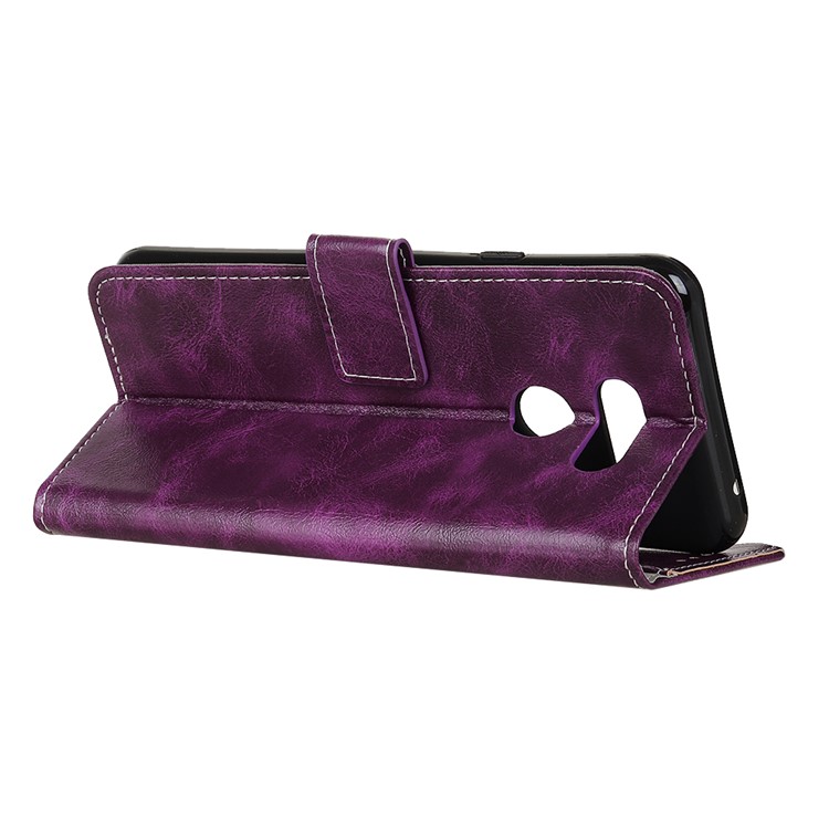 Crazy Horse Leather Wallet Stand Case for LG K40S - Purple-9