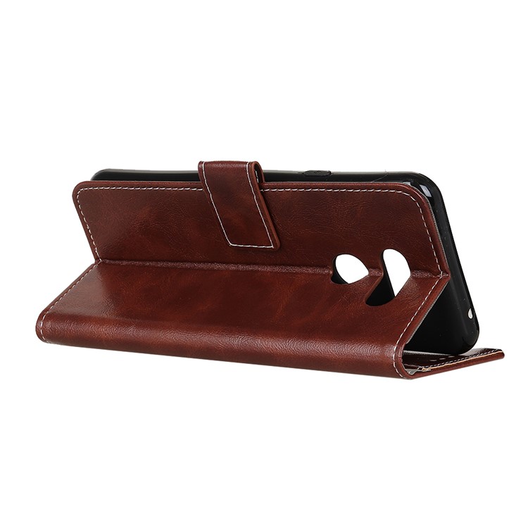 Crazy Horse Leather Wallet Stand Case for LG K40S - Brown-9