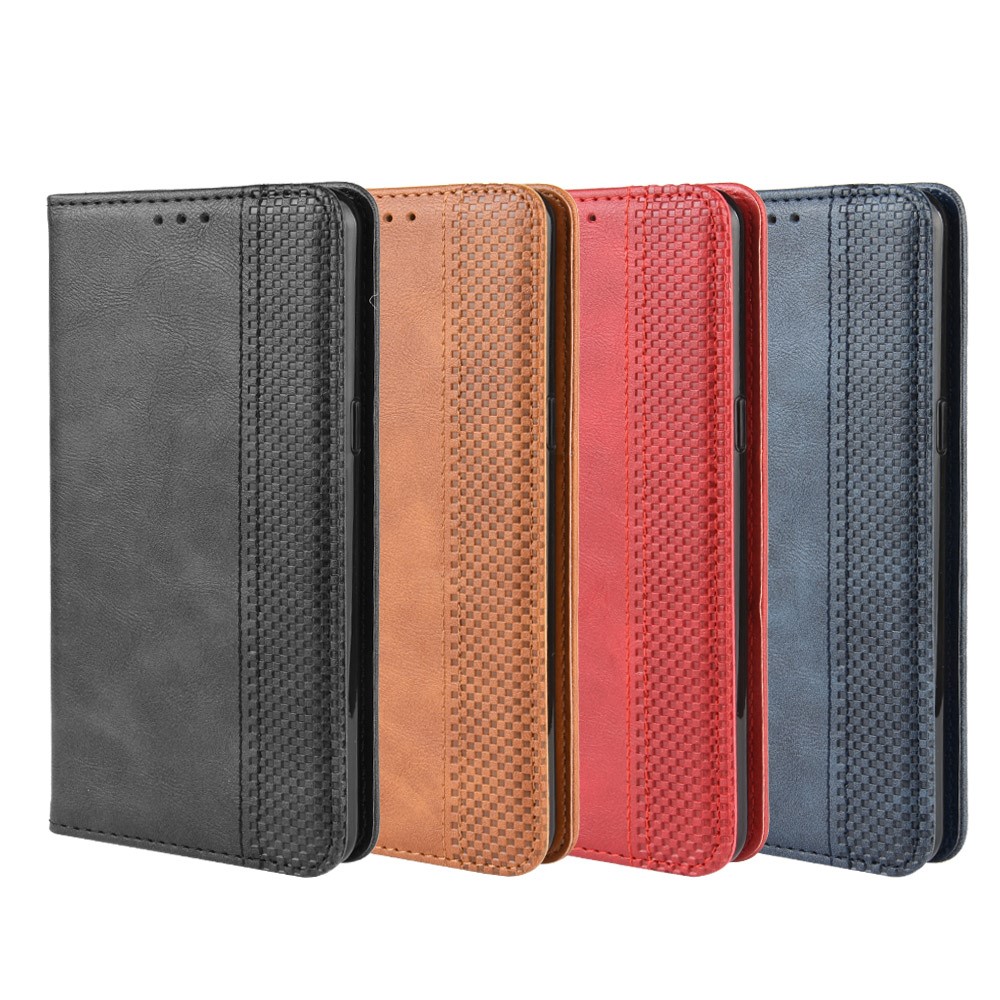 Retro Style PU Leather Stand Wallet Protective Cell Phone Case for LG K50S - Black-13
