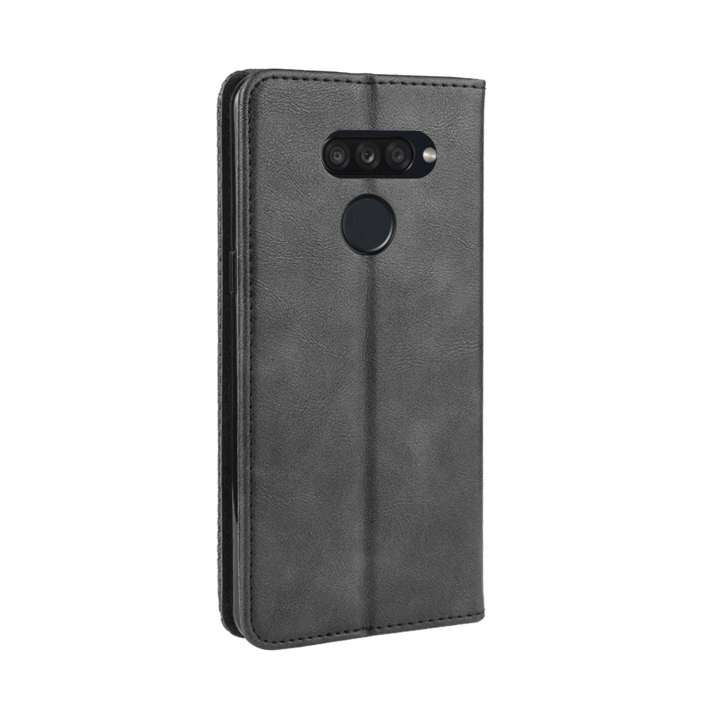 Retro Style PU Leather Stand Wallet Protective Cell Phone Case for LG K50S - Black-4