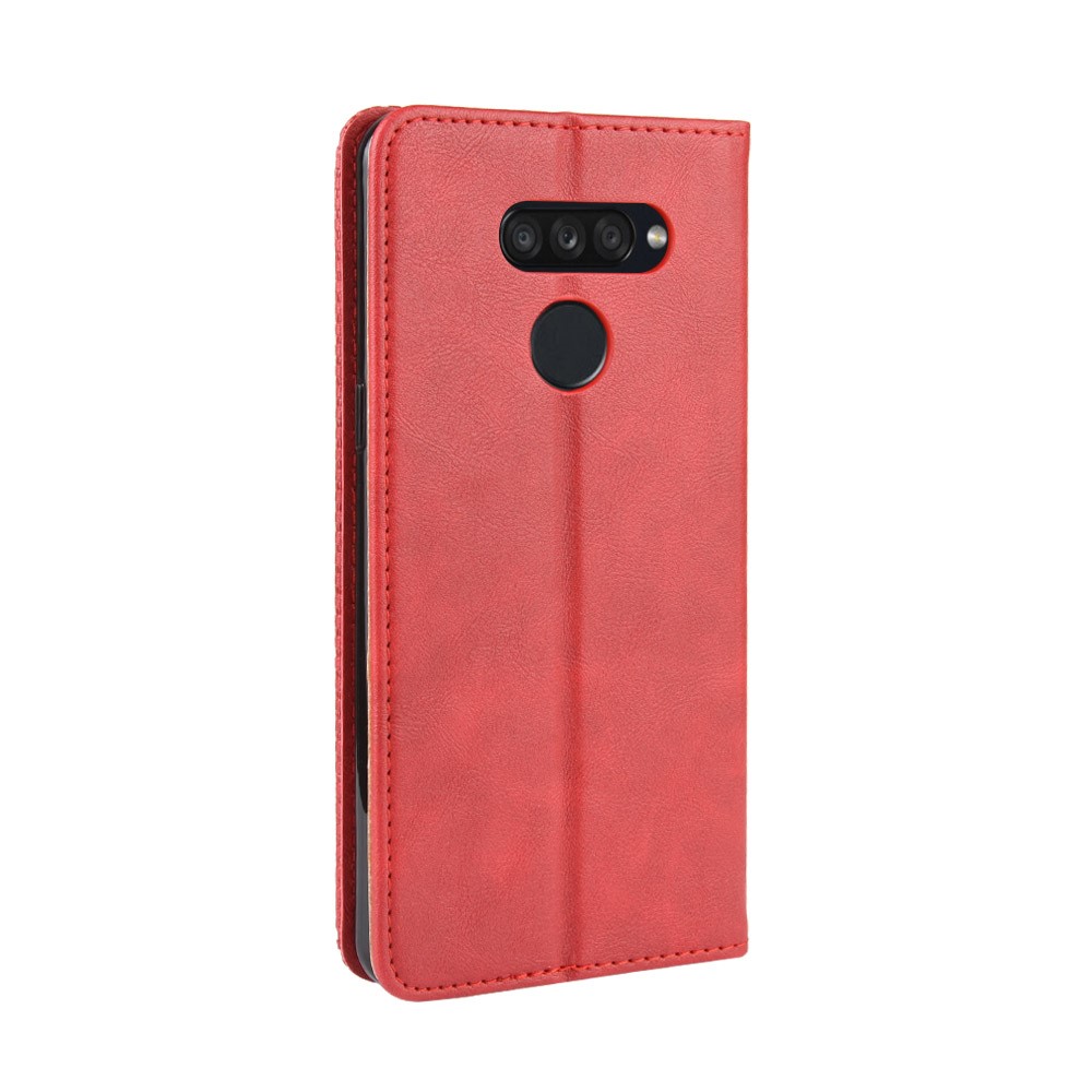 Retro Style PU Leather Stand Wallet Protective Cell Phone Case for LG K50S - Red-4