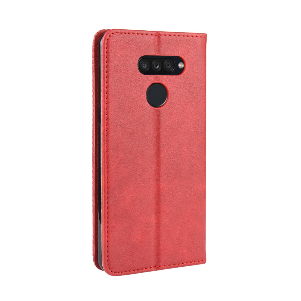 Retro -stil PU Leder Stand Wallet Wective Handy Hülle Für LG K50S - Rot-4