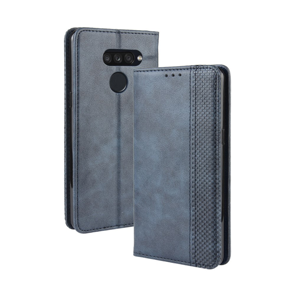Retro Style PU Leather Stand Wallet Protective Cell Phone Case for LG K50S - Blue-2