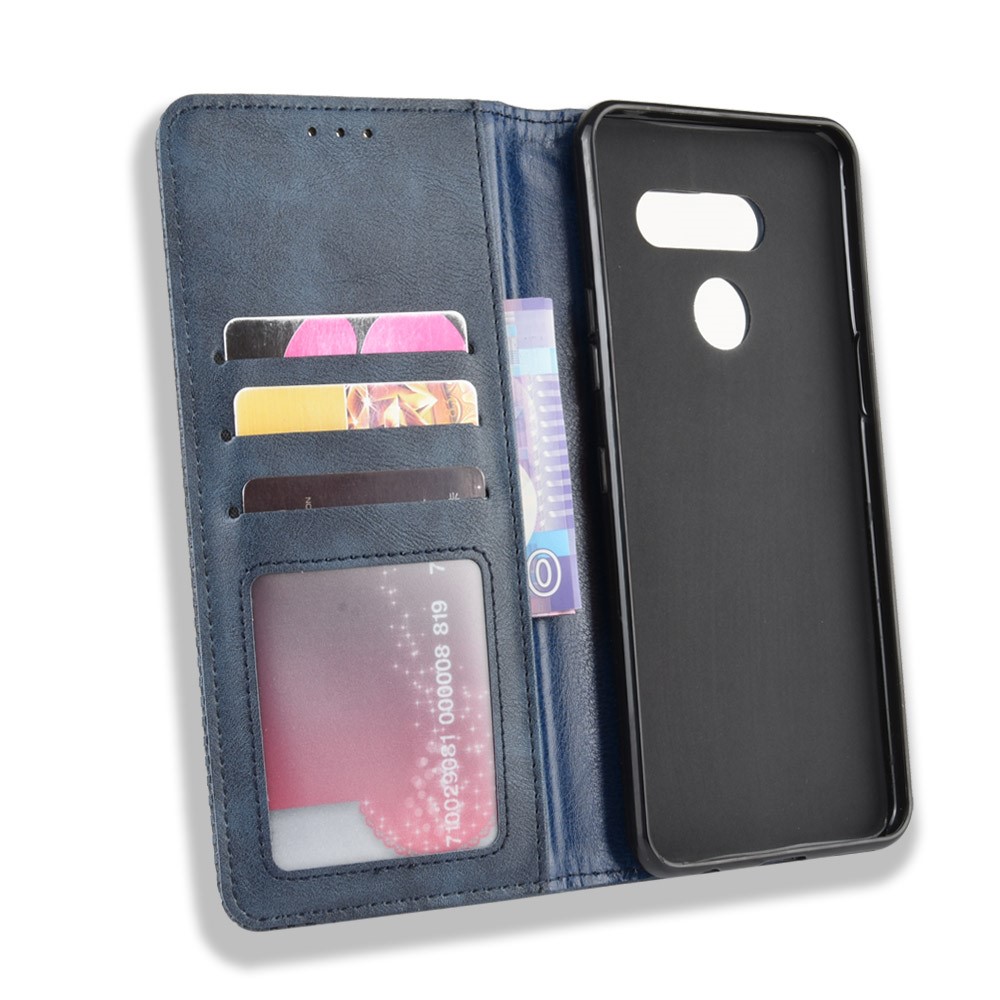 Retro Style PU Leather Stand Wallet Protective Cell Phone Case for LG K50S - Blue-5
