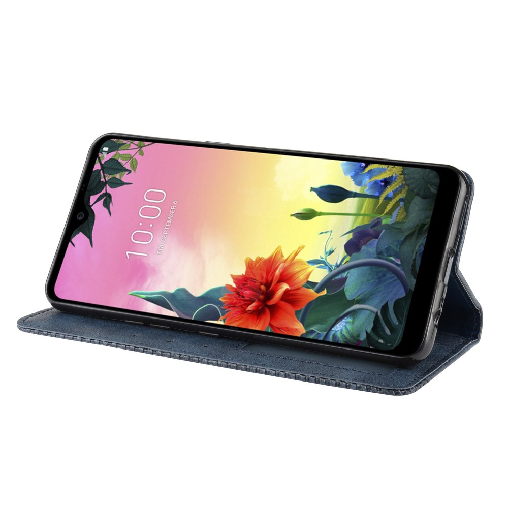 Retro Style PU Leather Stand Wallet Protective Cell Phone Case for LG K50S - Blue-7