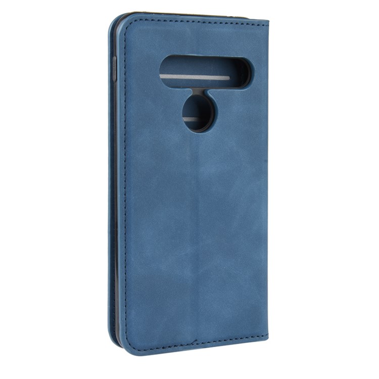 Auto-absorbed Skin-touch Leather Wallet Cover for LG G8s ThinQ - Blue-8