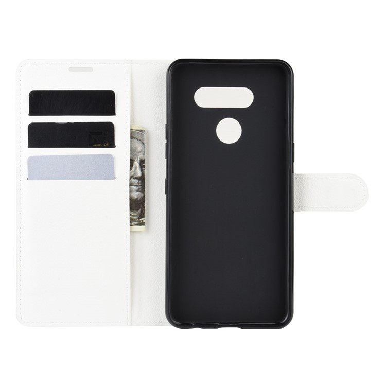 Litchi Grain Wallet Leather Mobile Simple Cover for LG K50S - White-3