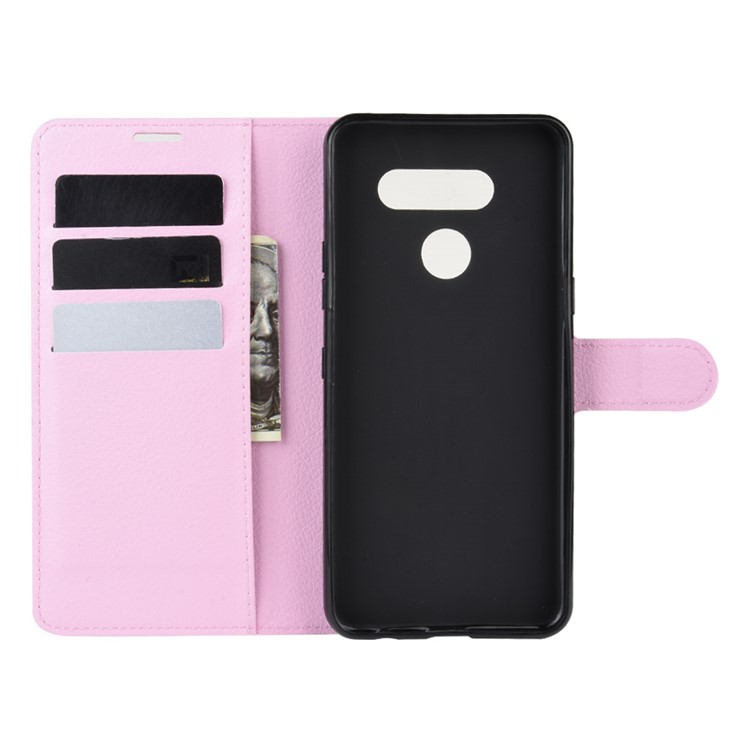 Litchi Grain Wallet Leather Mobile Simple Cover for LG K50S - Pink-3