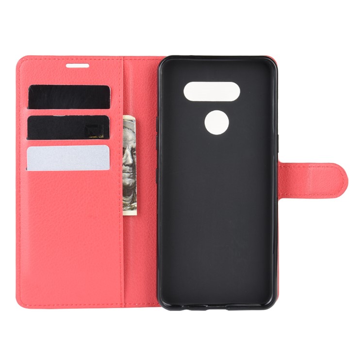 Litchi Grain Wallet Leather Mobile Simple Cover for LG K50S - Red-3