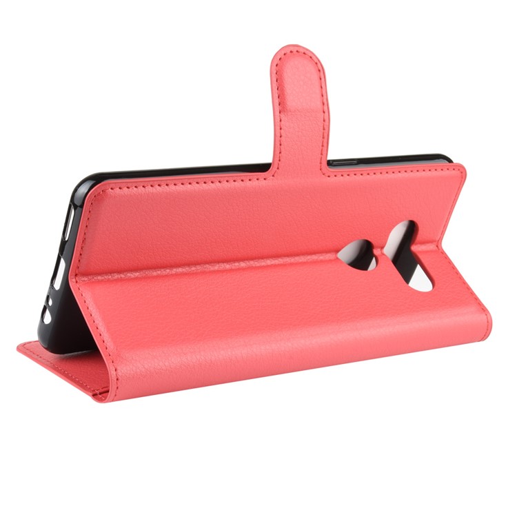 Litchi Grain Wallet Leather Mobile Simple Cover for LG K50S - Red-5