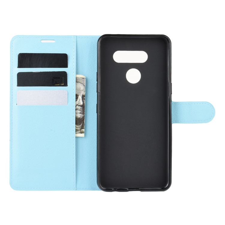 Litchi Grain Wallet Leather Mobile Simple Cover for LG K50S - Blue-3