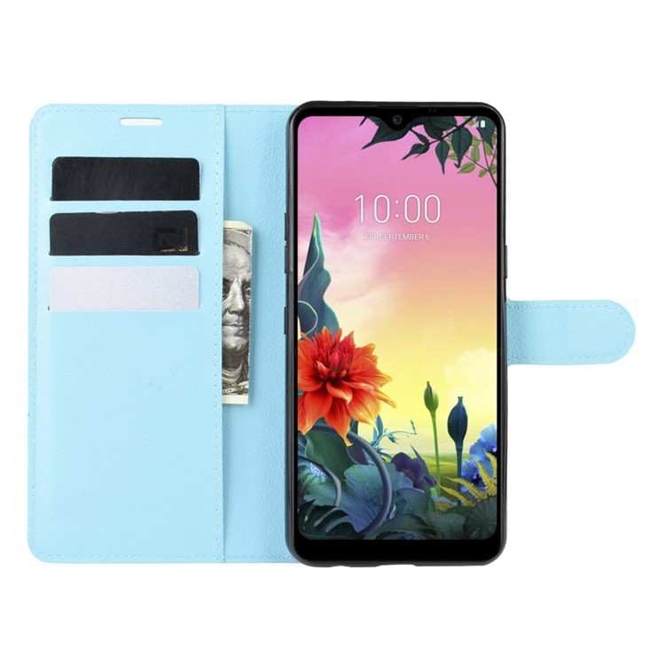 Litchi Grain Wallet Leather Mobile Simple Cover for LG K50S - Blue-4