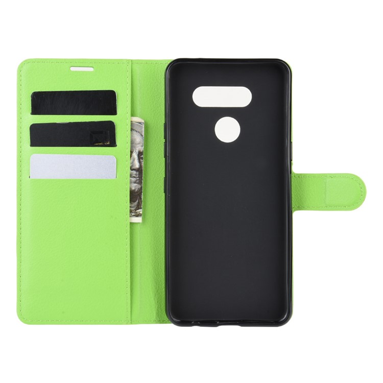Litchi Grain Wallet Leather Mobile Simple Cover for LG K50S - Green-3