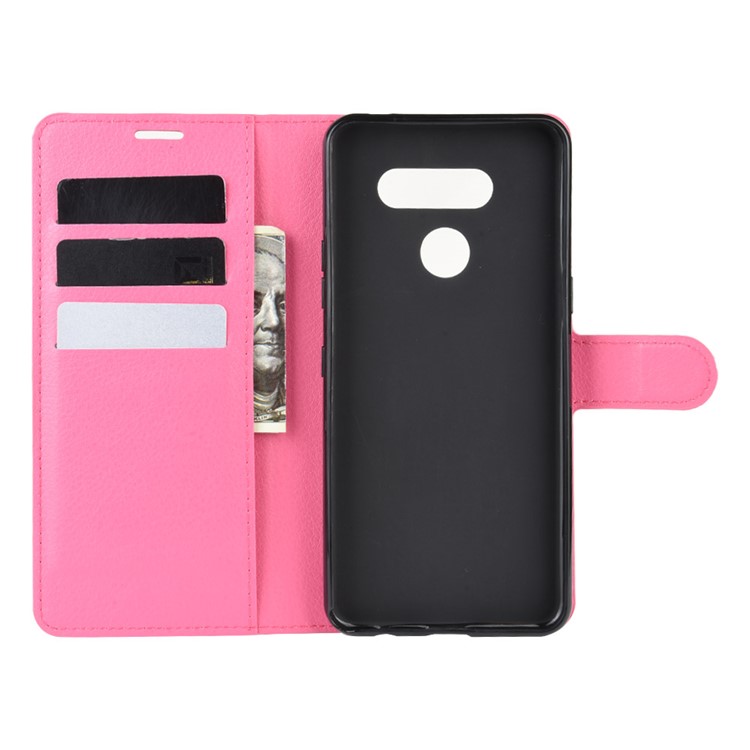 Litchi Grain Wallet Leather Mobile Simple Cover for LG K50S - Rose-3