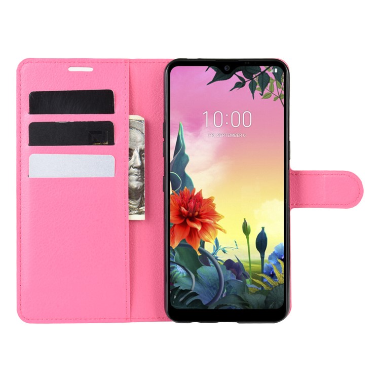 Litchi Grain Wallet Leather Mobile Simple Cover for LG K50S - Rose-4
