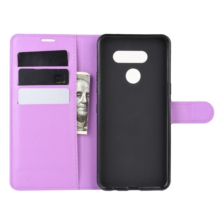 Litchi Grain Wallet Leather Mobile Simple Cover for LG K50S - Purple-4
