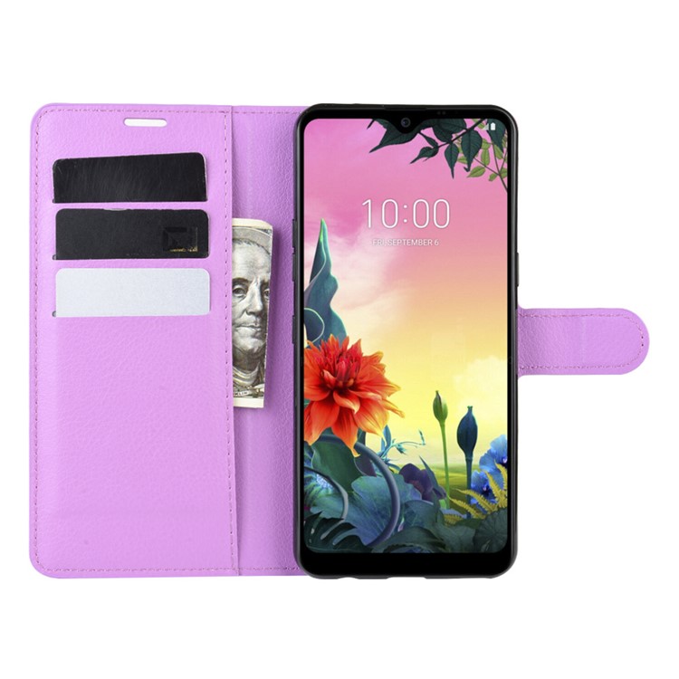 Litchi Grain Wallet Leather Mobile Simple Cover for LG K50S - Purple-5