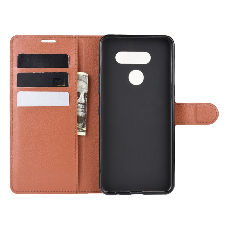 Litchi Grain Wallet Leather Mobile Simple Cover for LG K50S - Brown-3