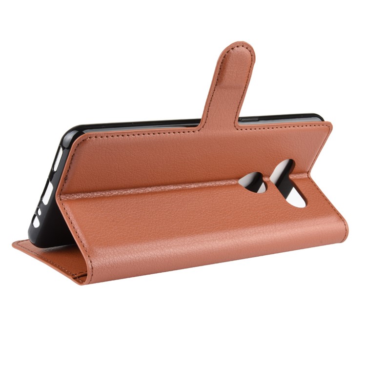 Litchi Grain Wallet Leather Mobile Simple Cover for LG K50S - Brown-5