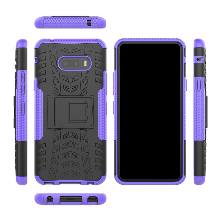 For LG V50S ThinQ 5G Dazzle Pattern PC + TPU Cover with Kickstand - Purple-3