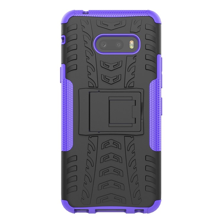 For LG V50S ThinQ 5G Dazzle Pattern PC + TPU Cover with Kickstand - Purple-4
