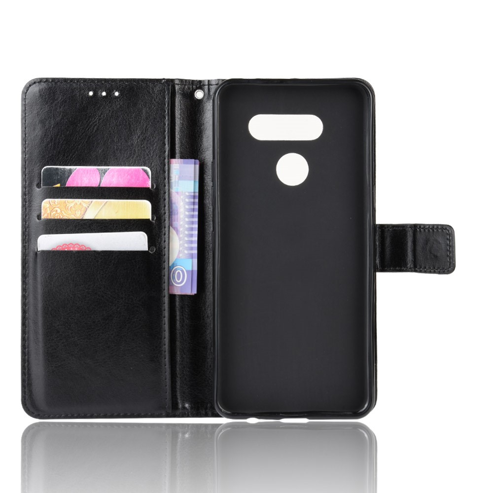 Crazy Horse Wallet en Cuir Case de Support Pour LG K50S - le Noir-3