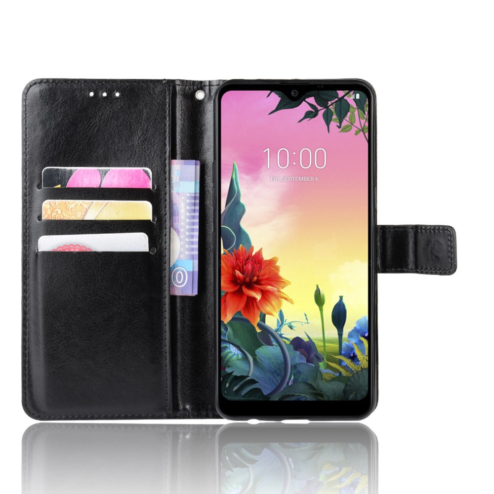 Crazy Horse Wallet en Cuir Case de Support Pour LG K50S - le Noir-4